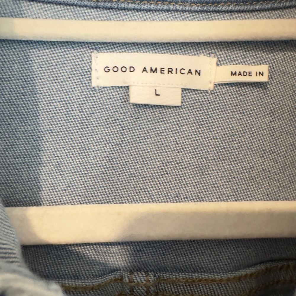 Good American Fit For Success Denim Jumpsuit Blue Short Sleeve GMJS731SO Size L - Picture 4 of 11